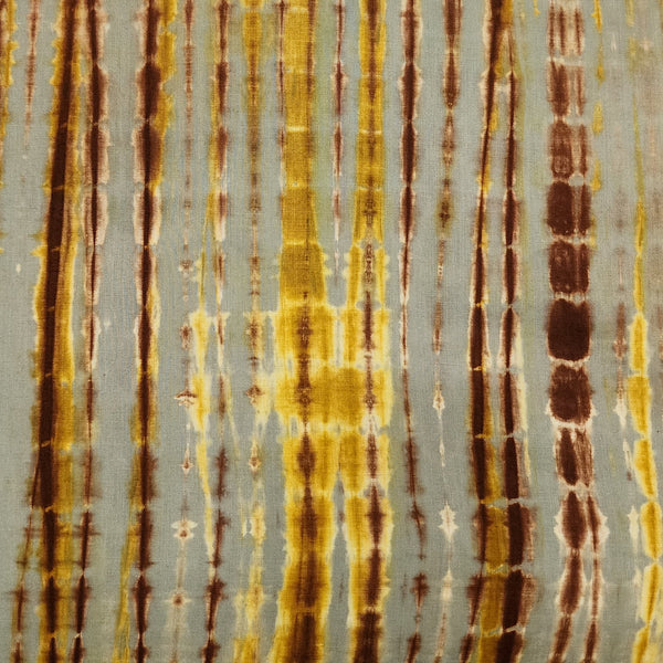 Pure Cotton Grey With Mud Brown  Shibori Tie And Dye Fabric