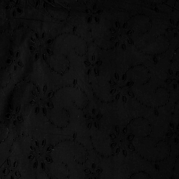 ( Width 58 Inches ) Pure Cotton Hakoba Black With Flower Design Fabric