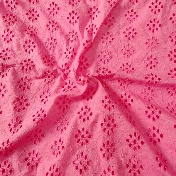 ( Width 55 Inches ) Pure Cotton Hakoba Pink Flower Hand Woven Fabric