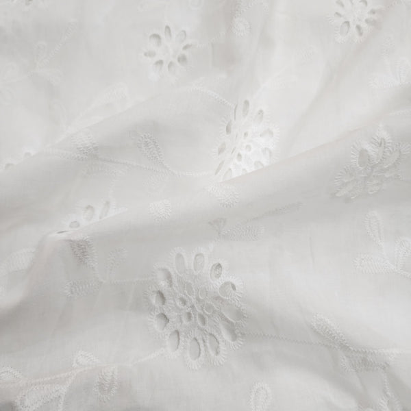 ( Width 57 Inches) Pure Cotton Hakoba White Flower Jaal Fabric