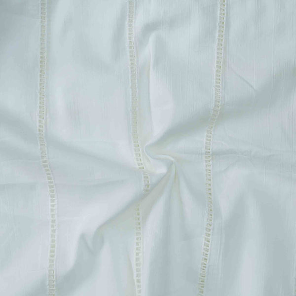 ( Width 54 Inches ) Pure Cotton Hakoba White Stripes With Intricate Design Fabric