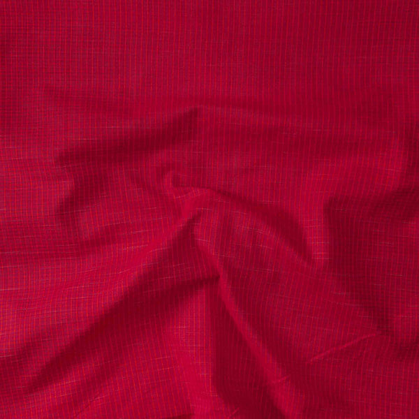 ( Pre-Cut 1.75 Meter ) Pure Cotton Handloom Pink With Self Design Small Checks Hand Woven Fabric