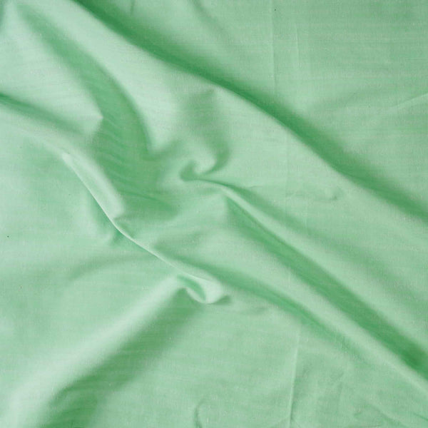 ( Pre-Cut 1.70 Meter)Pure  Cotton Plain Mint Green Hand Woven Fabric