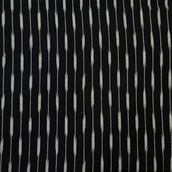 Pure Cotton Ikkat Black With White Lines Weaves  Woven Fabric