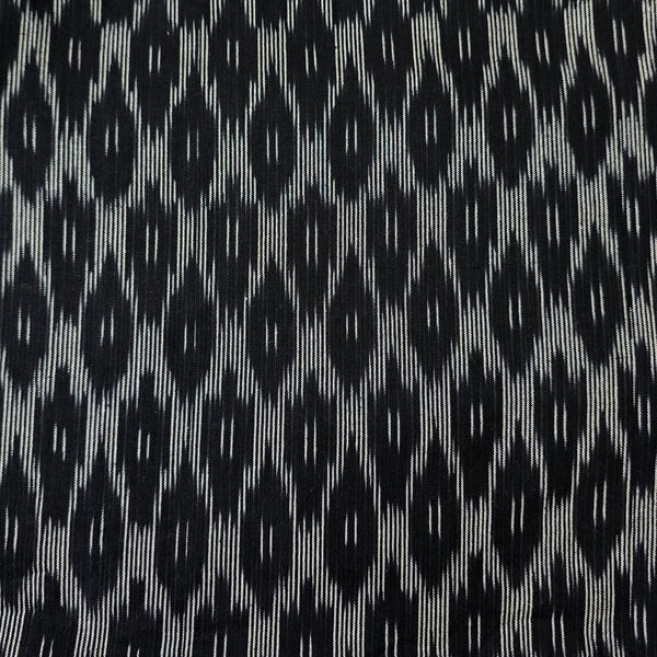 Pure Cotton Ikkat Black With White Honey Comb Weave Woven Fabric