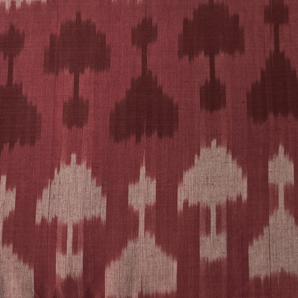 Pure Cotton Special Ikkat Light Wine With Maroon Grey Weaves Woven Fabric