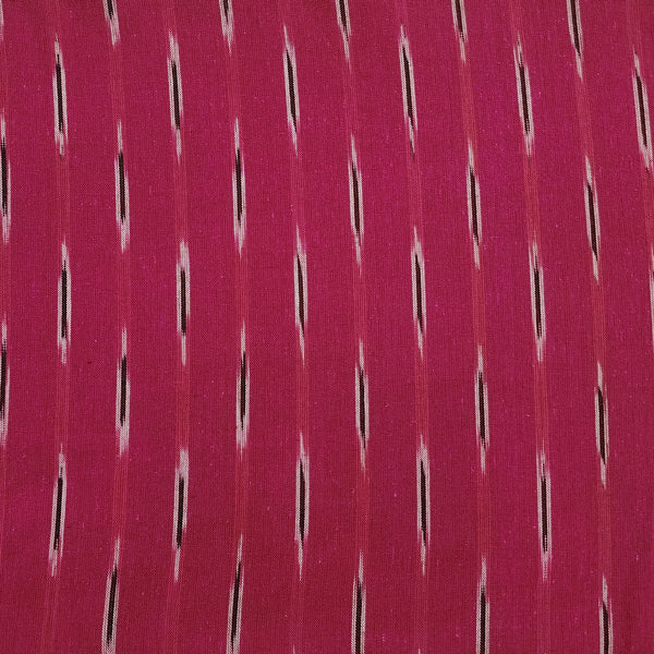 Pure Cotton Ikkat Pink With Dark Maroon Distance Stripes Woven Fabric