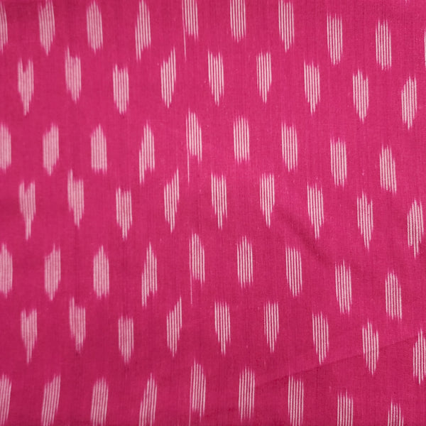 Pre Cut ( 0.90 Meter)Pure Cotton Ikkat Pink With White Spots All Over Hand Woven Fabric