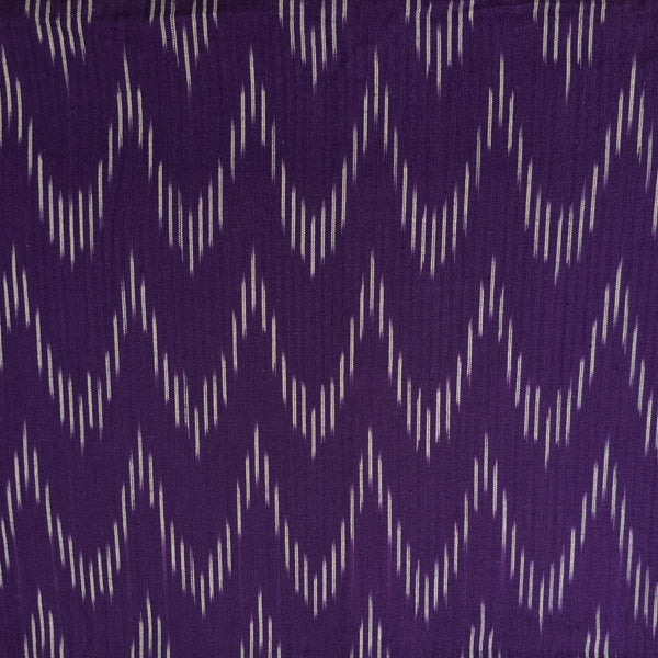 (Pre-Cut 1.70 Meter) Pure Cotton Ikkat Purple With White Line W Weaves Woven Fabric