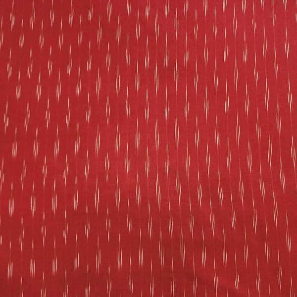 ( Pre-Cut 1.90 Meter ) Pure Cotton Ikkat Red With Cream Up And Down Stripes Woven Fabric