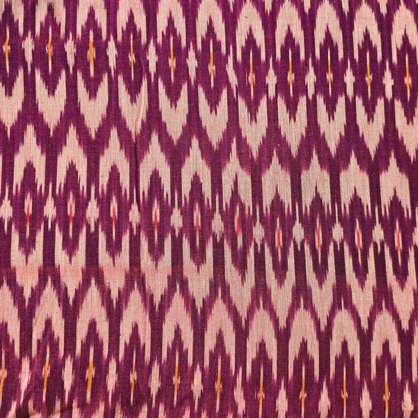 Pure Cotton Special Ikkat Reddish Purple With Unique Weaves Woven Fabric