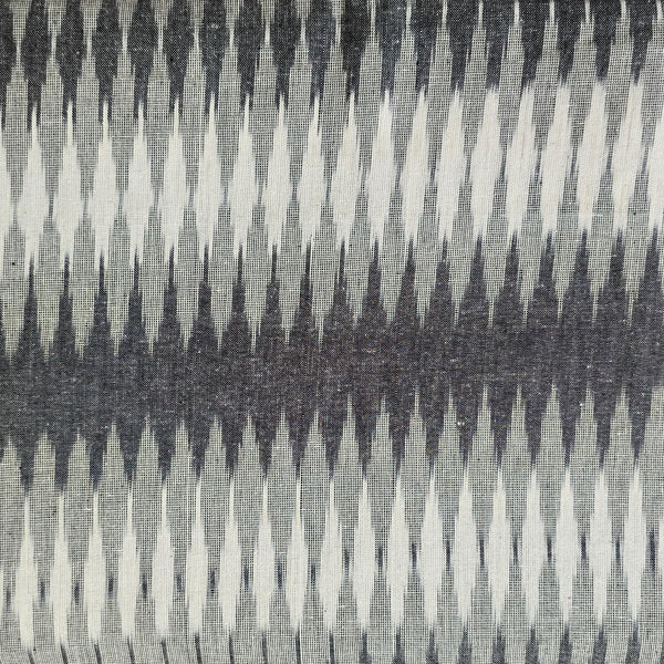 Pure Cotton Ikkat With Shades Of Grey And White Horizontal Weaves Woven Fabric