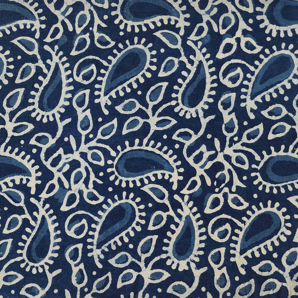 Pure Cotton Indigo Kairi Jaal  Hand Block Print Fabric