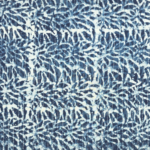 Pure Cotton Indigo Lurex Leaves Jaal  Hand Block Print Fabric