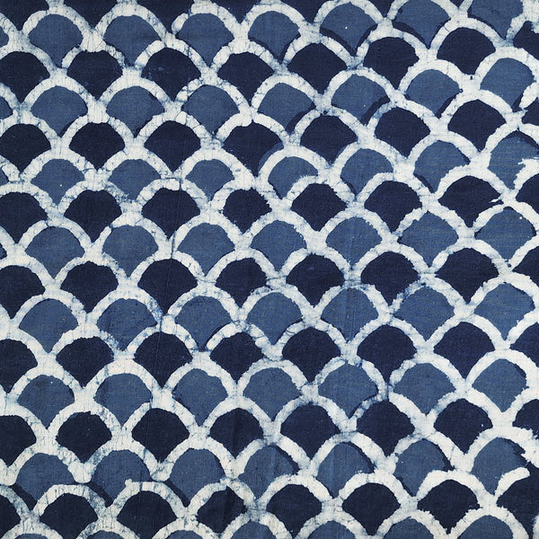 Pure Cotton Indigo White Shell Hand Block Print Fabric