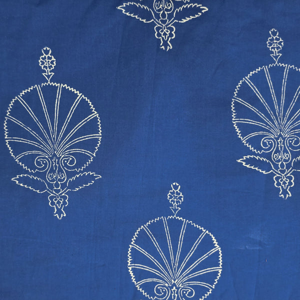 Pure Cotton Jaipuri Blue With White Big Candy Design Hand Block Print Fabric