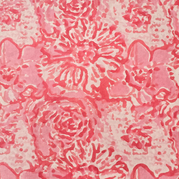 Pre Cut (0.8 Meter ) Pure Cotton Jaipuri Pink Intricate Design Hand Block Print Fabric