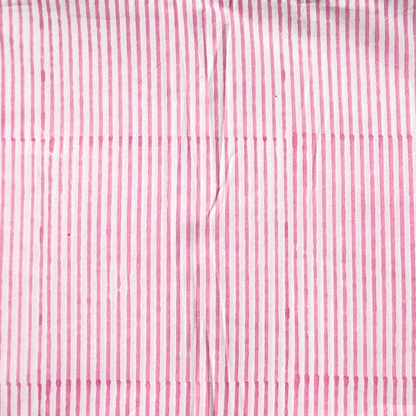 Pure Cotton Jaipuri White And Light Pink Stripes Hand Block Print Fabric