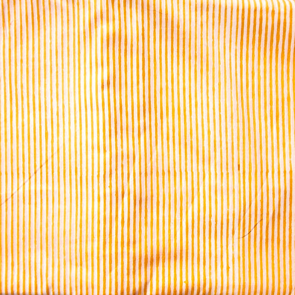 Pure Cotton Jaipuri White With  Orange Stripes Hand Block Print Fabric