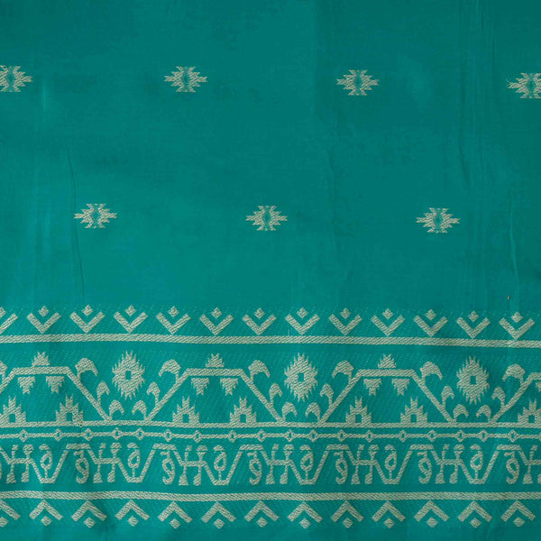 ( Width 54 Inches ) Pure Cotton Jamdani Light Blue With White Intricate Design Hand Woven Fabric