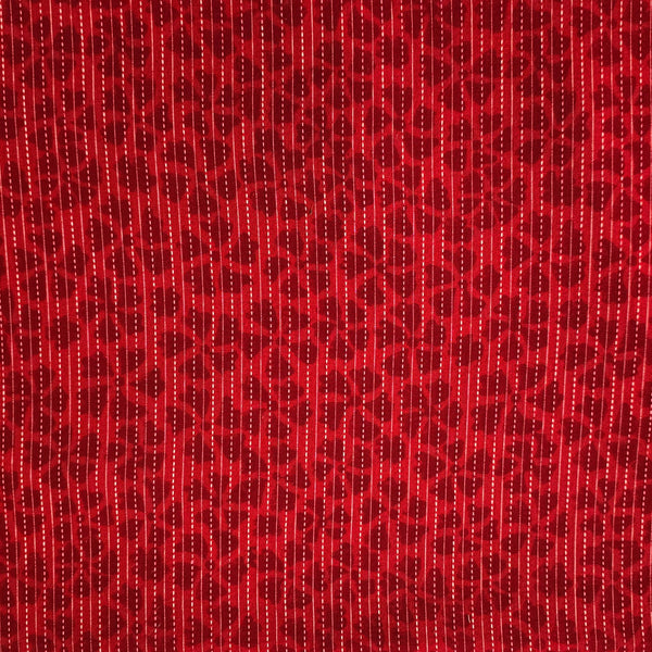 Pure Cotton Kaatha Red With Flower Motif Hand Woven Fabric