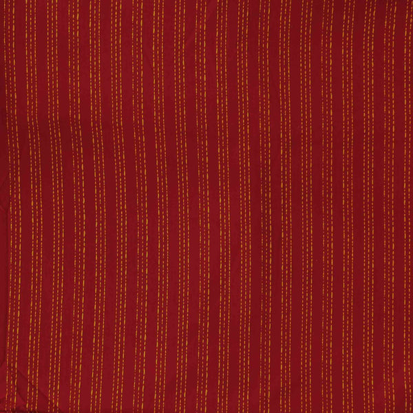 Pure Cotton Kaatha Red With Yellow Stripes Hand Woven Fabric