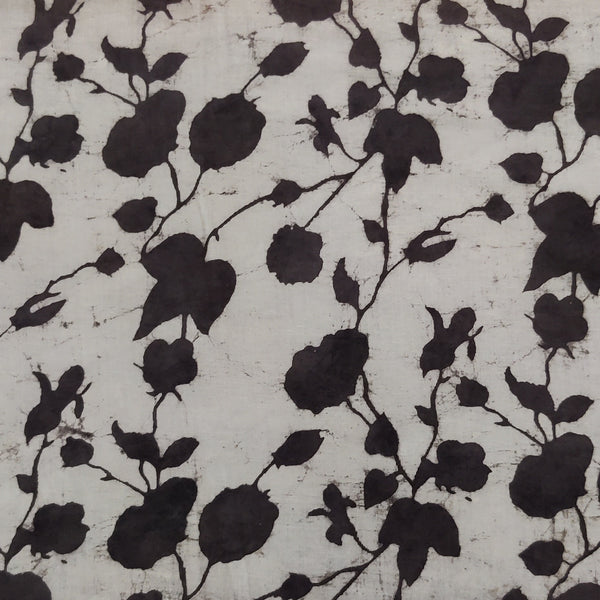 Pure Cotton Kashish Cream With Grey Flowers Jaal Hand Block Print Fabric