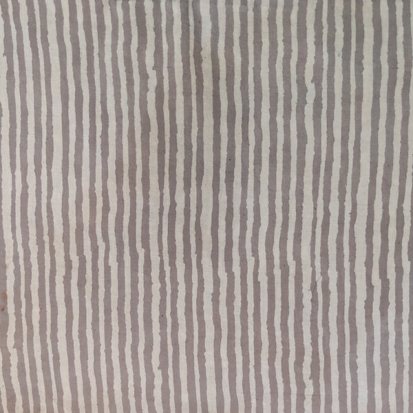 ( Pre-Cut 1.75 Meter )Pure Cotton Kashish Dabu Shaky Uneven Stripes Hand Block Print Fabric