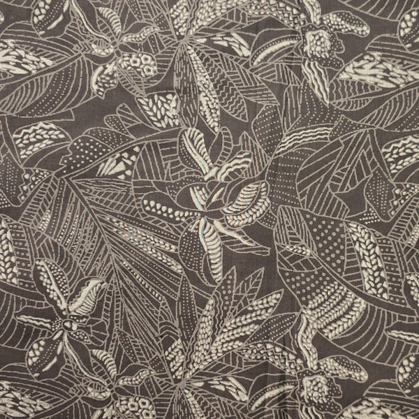 Pure Cotton Kashish Grey Leaves All Over Fabric