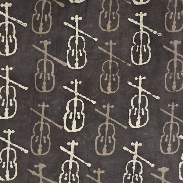 Pure Cotton Kashish Violin Instrument Hand Block Print Fabric