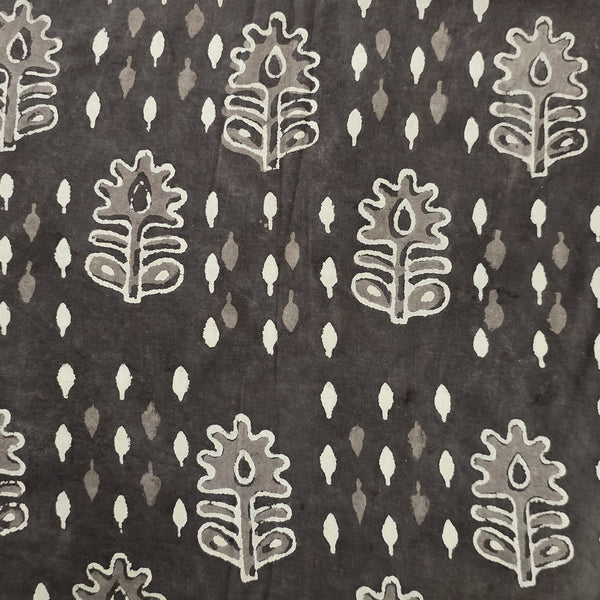 Pure Cotton Kashish With White Flower Motif Hand Block Print Fabric