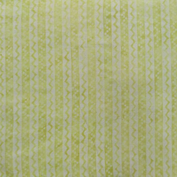 ( Pre-Cut 1.65 Meter )Pure Cotton Light Dabu With Green Border Stripes Hand Block Print Fabric