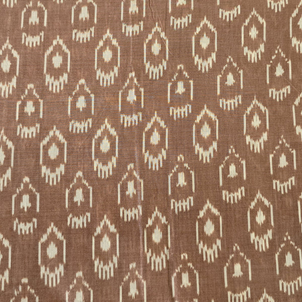 Pure Cotton Mercerised Chiku Brown With White Simple Comb Weaves Woven Fabric