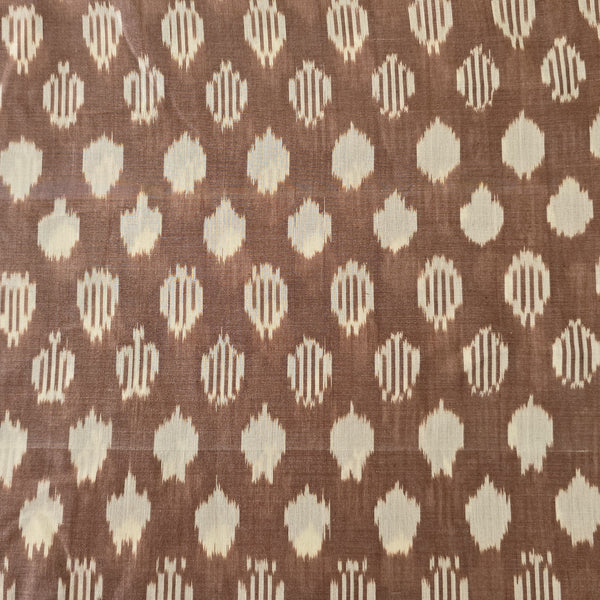 Pure Cotton Mercerised Ikkat Beige Brown With Small Intricate Design Weaves Woven Fabric