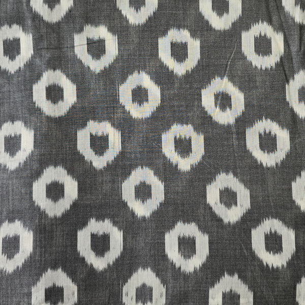 Pure Cotton Mercerised Ikkat Grey With Small Spotted Intricate Design Woven Fabric