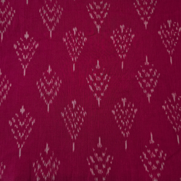 Pure Cotton Mercerised Ikkat Pink With Cream Tree Woven Fabric