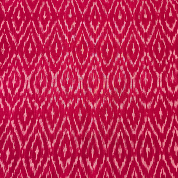 Pure Cotton Mercerised Ikkats Pink With Cream Honey Comb Weaves Woven Fabric