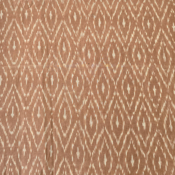 Pure Cotton Mercerised Ikkat Light Peach With Cream Honey Comb Weaves Woven Fabric