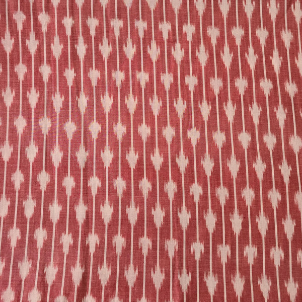 Pure Cotton Mercerised Ikkat  Light Peach With Cream Arrow Head Lines Woven Fabric