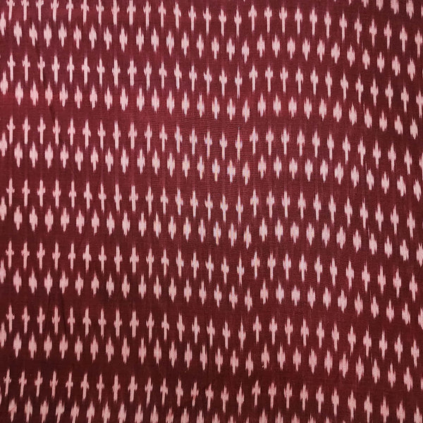 Pure Cotton Mercerised Maroon With Cream Small Plus  Motif Woven Fabric