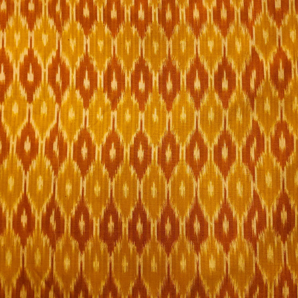 (Pre-Cut 1.20 Meter)Pure Cotton Mercerised Mustard With Orange Weaves Woven Fabric