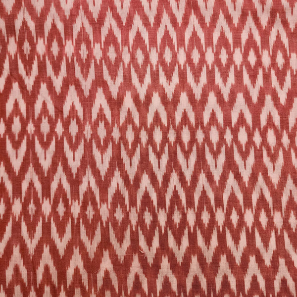 Pure Cotton Mercerised Peach With Cream Weaves Hand Woven Fabric