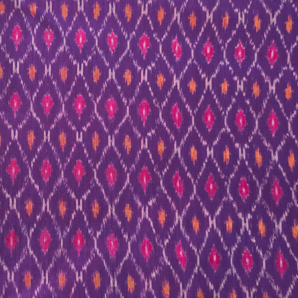 Pure Mercerised Secco Ikkat Purple With All Over Comb Weaves Woven Fabric