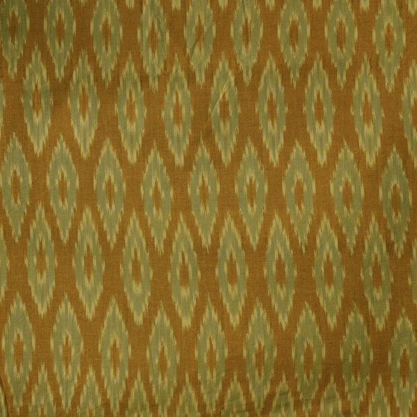 Pure Cotton Mustard Ikkat With Light Grey Weaves Woven Fabric