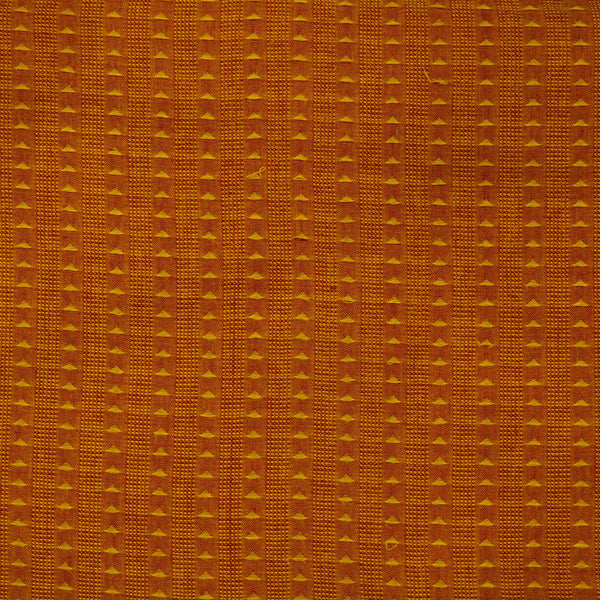 Pre Cut (0.85 Meter) Pure Cotton Orange With Yellow Self Design Woven Fabric