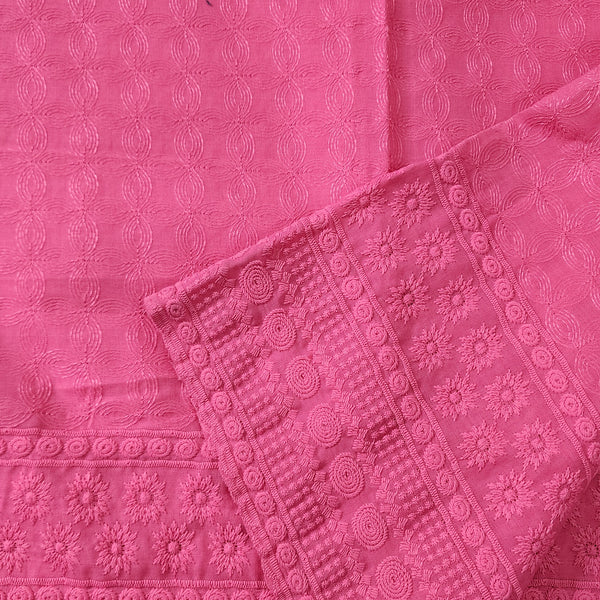 Pure Cotton Pink Emboiderey Fabric