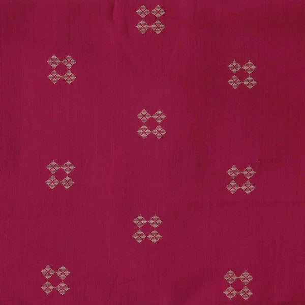 Pure Cotton Pink With Cream Motif Hand Woven Fabric