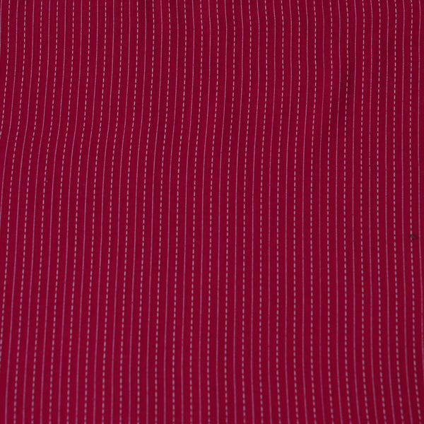 Pre-cut 1.85 meter Pure Cotton Red With White Thread Kaatha Stripes Fabric