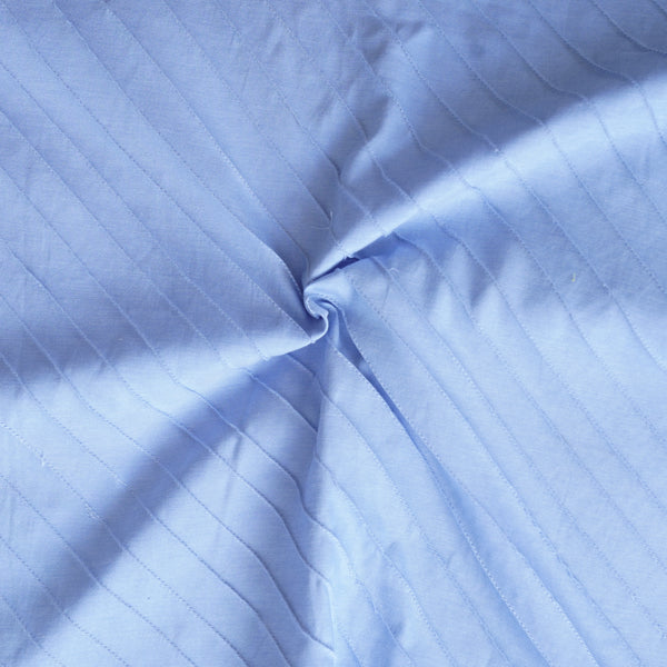 Pure Cotton Plain Blue Pintucks Fabric