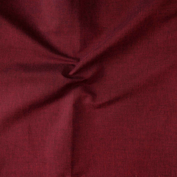 Pure Cotton Plain Maroon Hand Woven Fabric